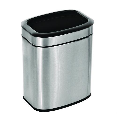 Picture of Stainless Steel Rectangular Liner Open Top Trash Can, 2.6 gal, Brushed Stainless Steel