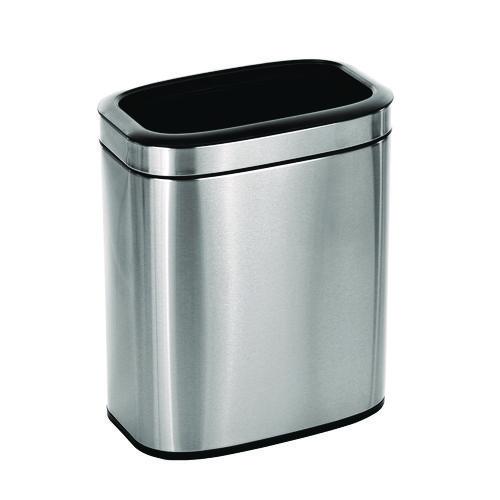 Picture of Stainless Steel Rectangular Liner Open Top Trash Can, 5.3 gal, Brushed Stainless Steel