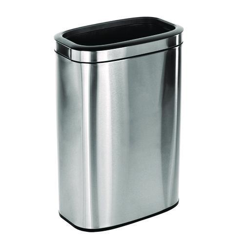 Picture of Stainless Steel Rectangular Liner Open Top Trash Can, 10.5 gal, Brushed Stainless Steel