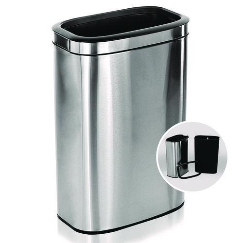 Picture of Stainless Steel Rectangular Liner Open Top Trash Can, 10.5 gal, Brushed Stainless Steel