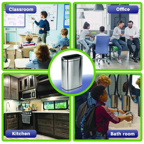 Picture of Stainless Steel Rectangular Liner Open Top Trash Can, 10.5 gal, Brushed Stainless Steel