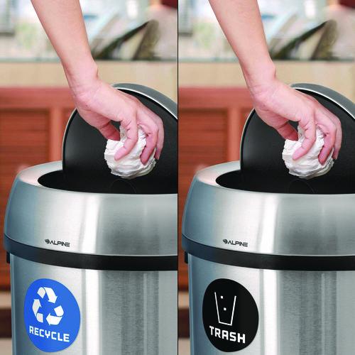 Picture of 17 Gallon Stainless Steel Indoor Recycling Receptacle and Trash Station Swivel Lids