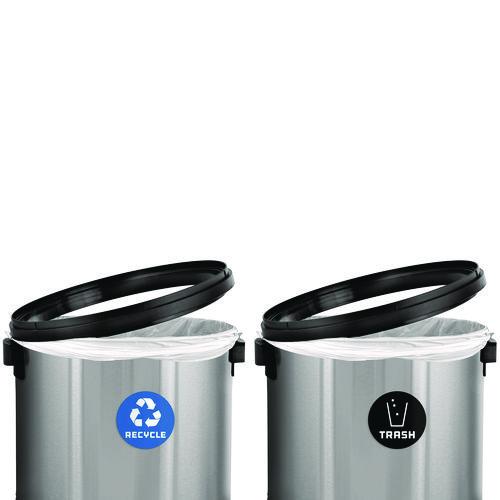 Picture of 17 Gallon Stainless Steel Indoor Recycling Receptacle and Trash Station Swivel Lids
