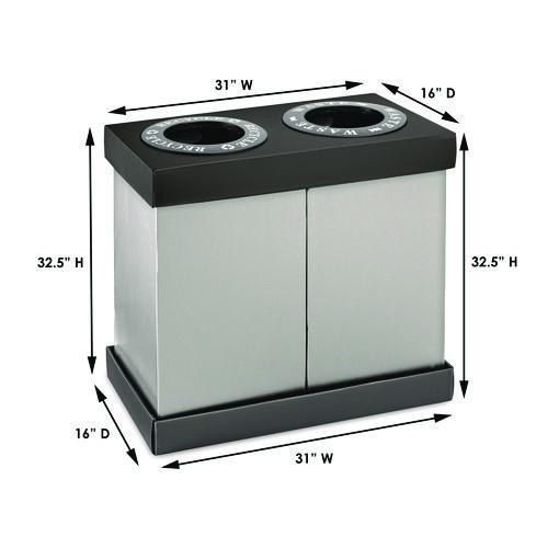 Picture of 28 Gal Indoor Trash Can and Recycling Bin, Corrugated Polypropylene, Gray, 2 Bin