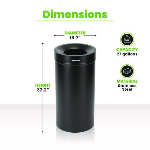 Picture of 27 Gallon Stainless Steel Commercial Indoor Trash Can, Black