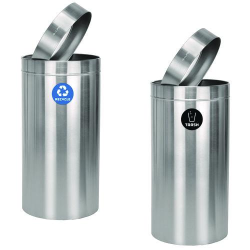 Picture of 27 Gallon Stainless Steel Recycling Can and Trash Receptacle, Brushed Stainless Steel