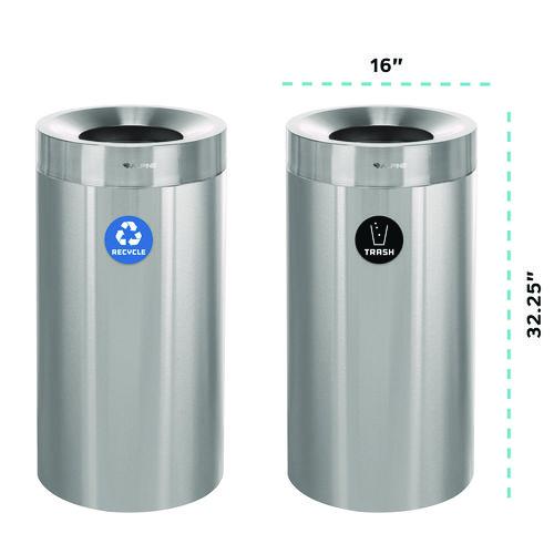 Picture of 27 Gallon Stainless Steel Recycling Can and Trash Receptacle, Brushed Stainless Steel