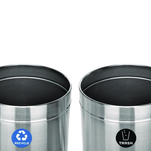 Picture of 27 Gallon Stainless Steel Recycling Can and Trash Receptacle, Brushed Stainless Steel