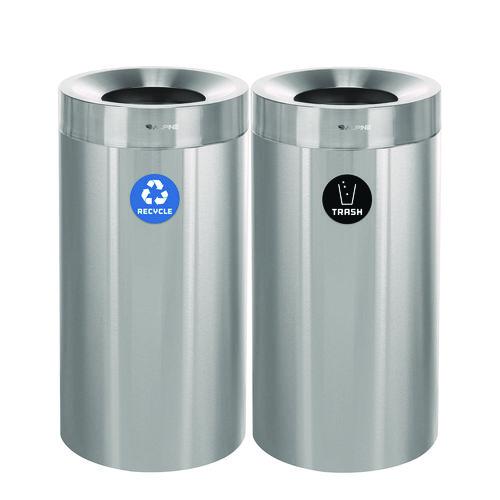 Picture of 27 Gallon Stainless Steel Recycling Can and Trash Receptacle, Brushed Stainless Steel
