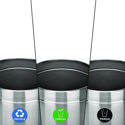 Picture of 27 Gallon Stainless Steel Compost Bin, Recycling Can and Trash Receptacle, Brushed Stainless Steel