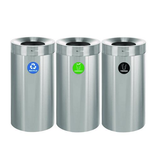 Picture of 27 Gallon Stainless Steel Compost Bin, Recycling Can and Trash Receptacle, Brushed Stainless Steel