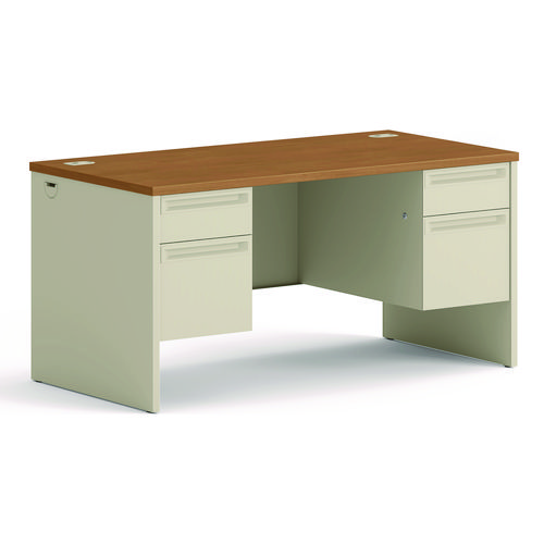 Picture of 38000 Series Double Pedestal Desk, 60" x 30" x 29.5", Harvest/Putty