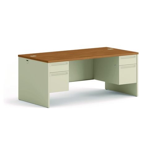 Picture of 38000 Series Double Pedestal Desk, 72" x 36" x 29.5", Harvest/Putty