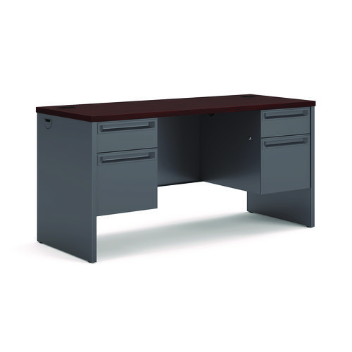 Picture of 38000 Series Kneespace Credenza, 60w x 24d x 29.5h, Mahogany/Charcoal