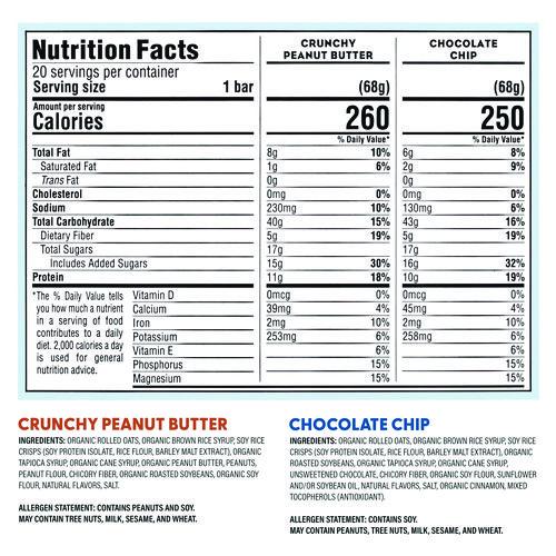 Picture of Energy Bar, Chocolate Chip/Crunchy Peanut Butter, 2.4 oz, 20/Box