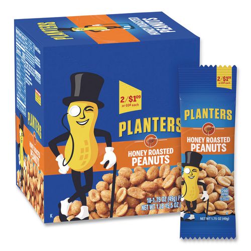 Picture of Honey Roasted Peanuts, 1.75 oz Tube, 18/Box