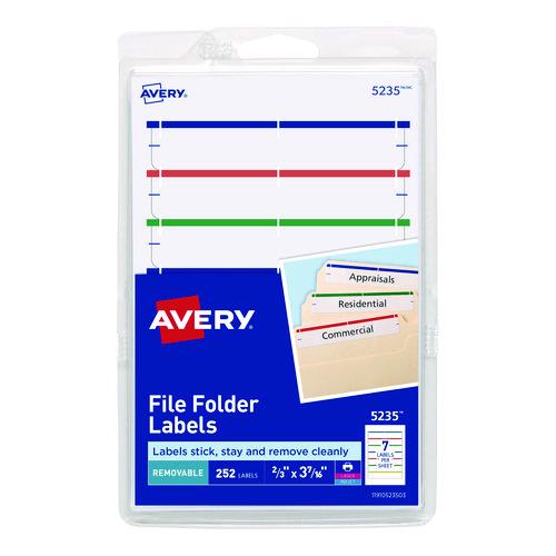 Picture of Removable File Folder Labels with Sure Feed Technology, 0.66 x 3.44, White, 7/Sheet, 36 Sheets/Pack