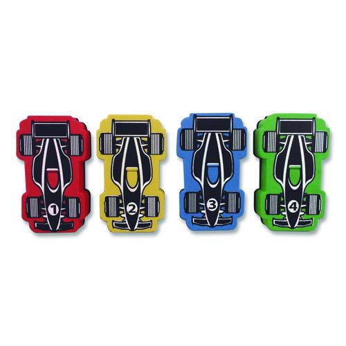Picture of Magnetic Racecar Whiteboard Eraser, 4.5" x 2.6" x 1", Assorted Colors, 4/Pack, 24 Packs/Carton