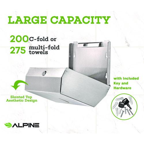 Picture of Horizontal C-Fold/Multi-Fold Paper Towel Dispenser, 7.08 x 3.93 x 10.82, Brushed Nickel