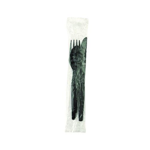 Individually+Wrapped+Heavyweight+Cutlery+Set%2C+Fork%2FKnife%2FSpoon%2C+Plastic%2C+Black%2C+250%2FCarton