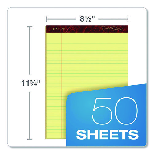 Picture of Gold Fibre Writing Pads, Wide/Legal Rule, 50 Canary-Yellow 8.5 x 11.75 Sheets, 4/Pack