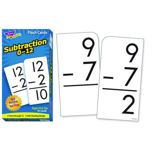 Picture of Skill Drill Flash Cards, Subtraction, 3 x 6, Black and White, 91/Pack