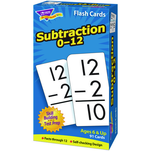 Picture of Skill Drill Flash Cards, Subtraction, 3 x 6, Black and White, 91/Pack