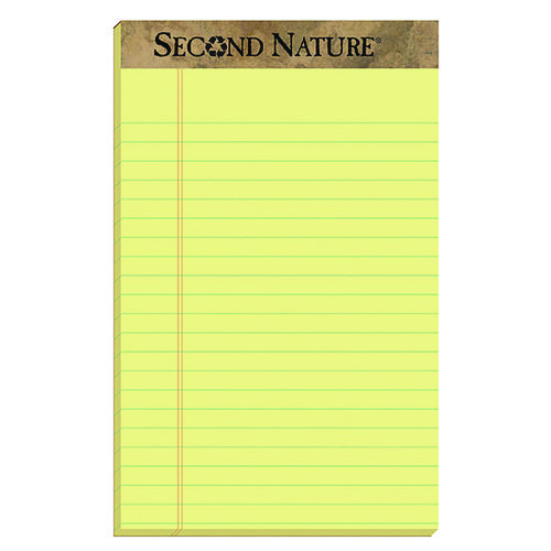 Second+Nature+Recycled+Ruled+Pads%2C+Narrow+Rule%2C+50+Canary-Yellow+5+X+8+Sheets%2C+Dozen