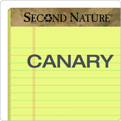 Picture of Second Nature Recycled Ruled Pads, Narrow Rule, 50 Canary-Yellow 5 x 8 Sheets, Dozen