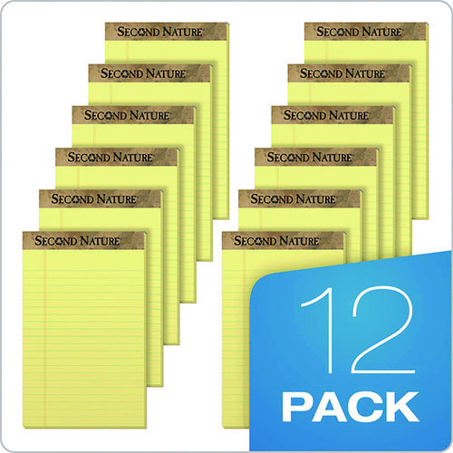 Picture of Second Nature Recycled Ruled Pads, Narrow Rule, 50 Canary-Yellow 5 x 8 Sheets, Dozen