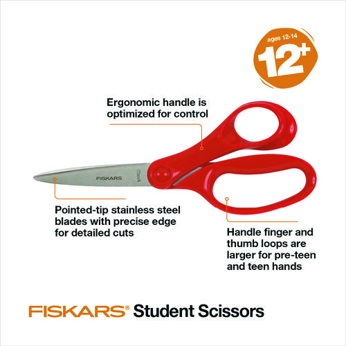 Picture of Student Scissors, Pointed Tip, 7" Long, Offset Assorted Color Handle