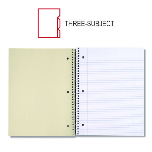 Picture of Wirebound Notebook, 3-Subject, Medium/College Rule, Black Cover, (120) 11 x 8.5 Sheets