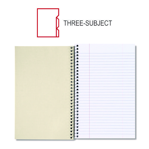 Picture of Wirebound Notebook, 3-Subject, Medium/College Rule, Black Cover, (120) 9.5 x 6 Sheets