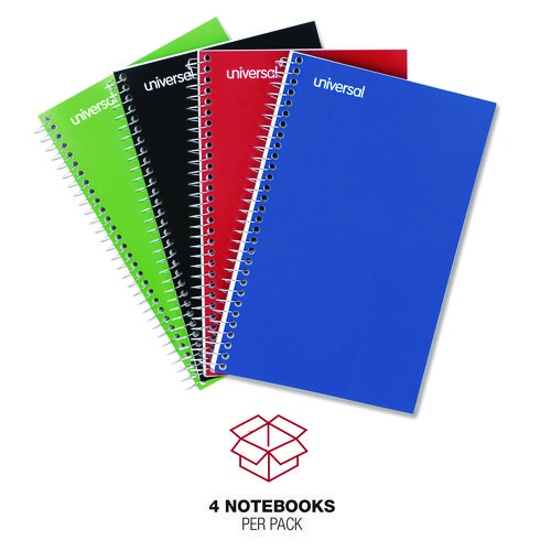 Picture of Wirebound Notebook, 3-Subject, Medium/College Rule, Assorted Cover Colors, (120) 9.5 x 6 Sheets, 4/Pack