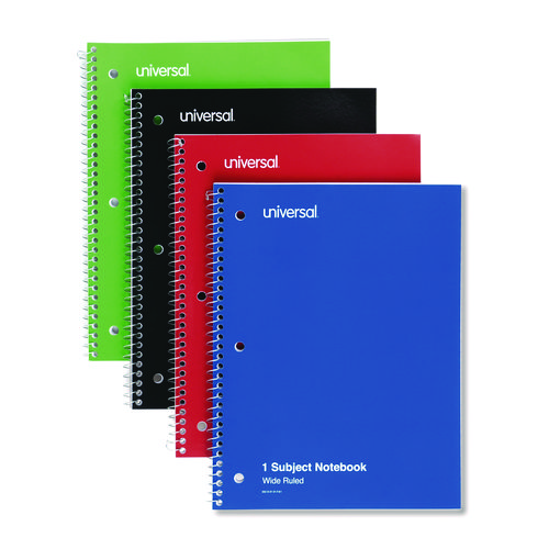 Picture of Wirebound Notebook, 1-Subject, Wide/Legal Rule, Assorted Cover Colors, (70) 10.5 x 8 Sheets, 4/Pack