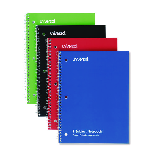 Picture of Wirebound Notebook, 1-Subject, Quadrille Rule (4 sq/in), Assorted Cover Colors, (70) 10.5 x 8 Sheets, 4/Pack