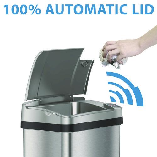 Picture of Rectangular Sensor Trash Can, 2.5 gal, Plastic, Silver