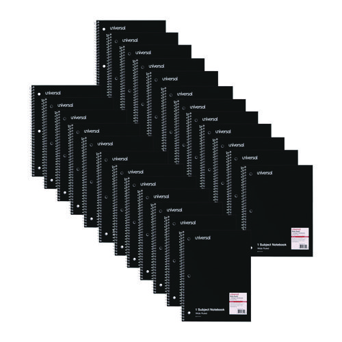 Picture of Wirebound Notebook, 1-Subject, Wide/Legal Rule, Black Cover, (70) 10.5 x 8 Sheets