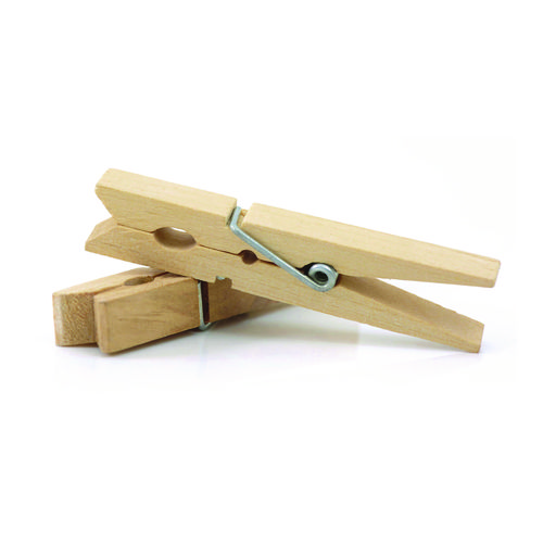 Picture of Wood Spring Clothespins, 3.38" Length, Natural, 50/Pack