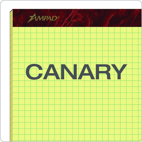 Picture of Gold Fibre Canary Quadrille Pads, Stapled with Perforated Sheets, Quadrille Rule (4 sq/in), 50 Canary 8.5 x 11.75 Sheets