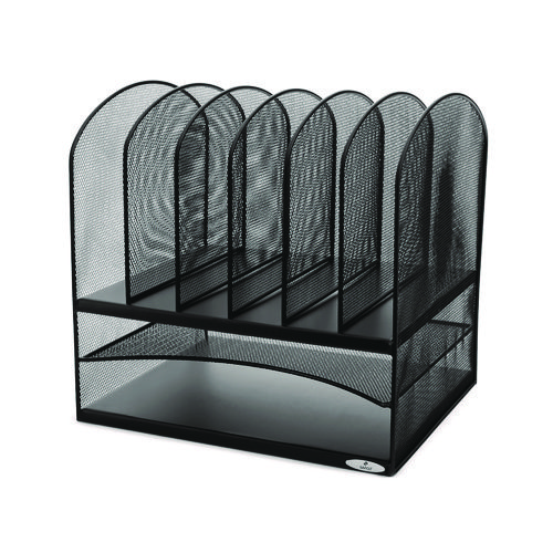 Onyx+Mesh+Desk+Organizer+With+Two+Horizontal+And+Six+Upright+Sections%2C+Letter+Size+Files%2C+13.25%26quot%3B+X+11.5%26quot%3B+X+13%26quot%3B%2C+Black