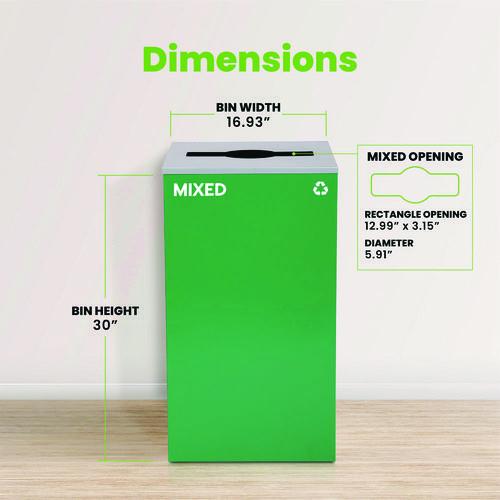 Picture of 29 Gallon Trash/Recycling Cans, Steel, Green Mixed Recycling Can with Mixed Lid