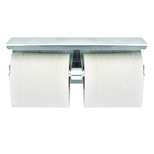 Picture of Double Post Toilet Paper Holder with Shelf Storage Rack, 3.87 x 10.5 x 3.95, Brushed Stainless Steel