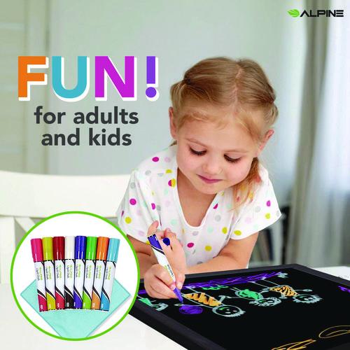 Picture of LED Illuminated Hanging Message Writing Board, Black 22" x 30" Surface, Black 23.6" x 31.5" Frame