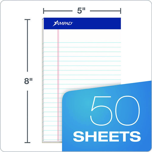 Picture of Perforated Writing Pads, Narrow Rule, 50 White 5 x 8 Sheets, Dozen