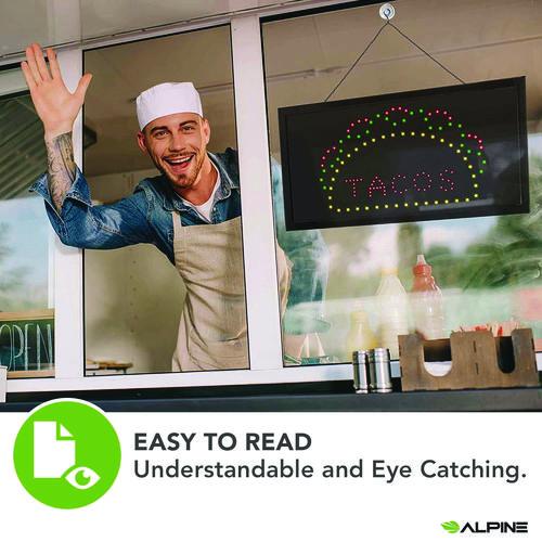 Picture of LED Rectangular TACO Sign, 19 x 10, Black Frame, Green/Red/Yellow Graphics