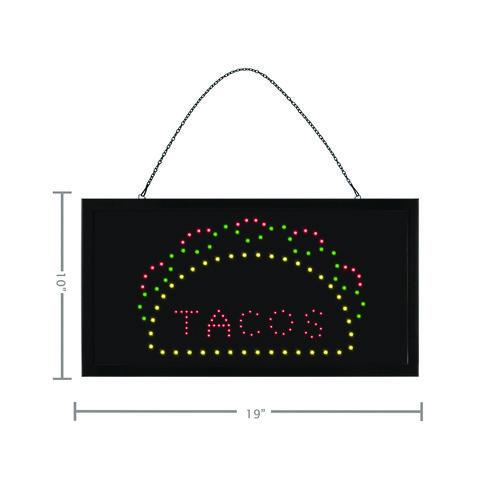 Picture of LED Rectangular TACO Sign, 19 x 10, Black Frame, Green/Red/Yellow Graphics