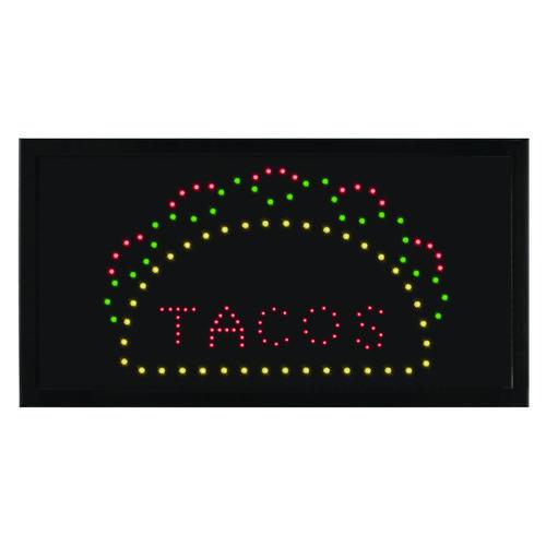 Picture of LED Rectangular TACO Sign, 19 x 10, Black Frame, Green/Red/Yellow Graphics