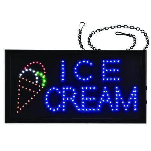 Picture of LED Rectangular Ice Cream Sign, 19 x 10, Black Frame, Blue/Green/Orange/Red/White Graphics