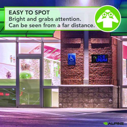 Picture of LED Rectangular Ice Cream Sign, 19 x 10, Black Frame, Blue/Green/Orange/Red/White Graphics